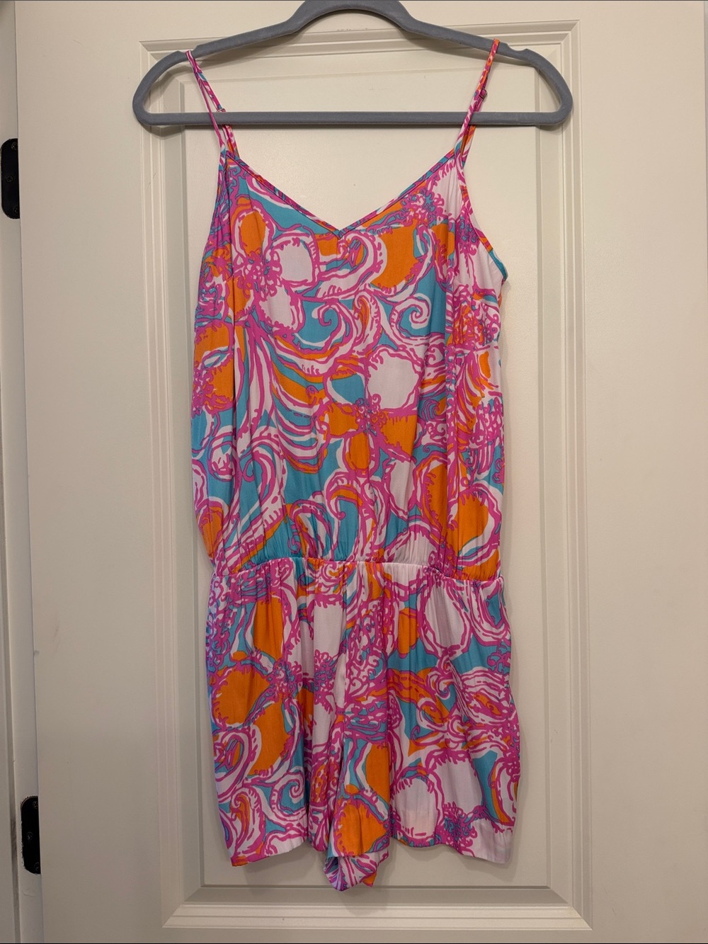 Lilly Pulitzer One-Piece Romper. Feeling Tanked (Shorely Blue) print.